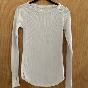 Light pink Lululemon ribbed pullover sweater